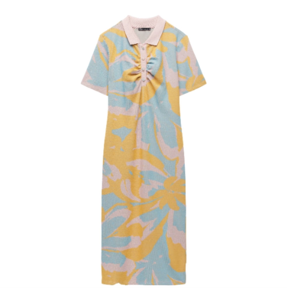 Zara Printed pastel midi dress